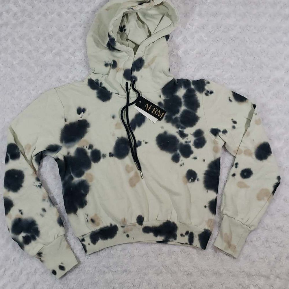 AFRM Pullover Fleece Ink Blot Pattern Sweatshirt Hoodie Size Extra Small NWT